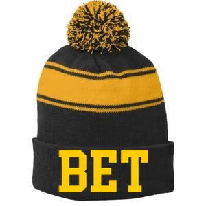 Bet Michigan Stripe Pom Pom Beanie