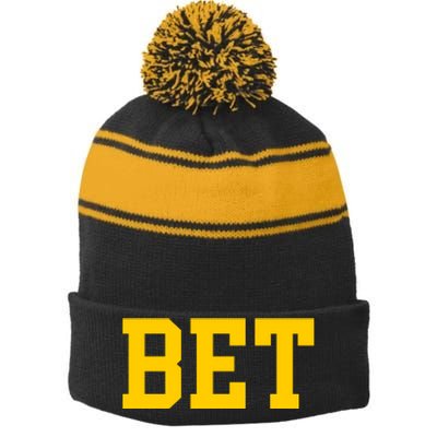 Bet Michigan Stripe Pom Pom Beanie