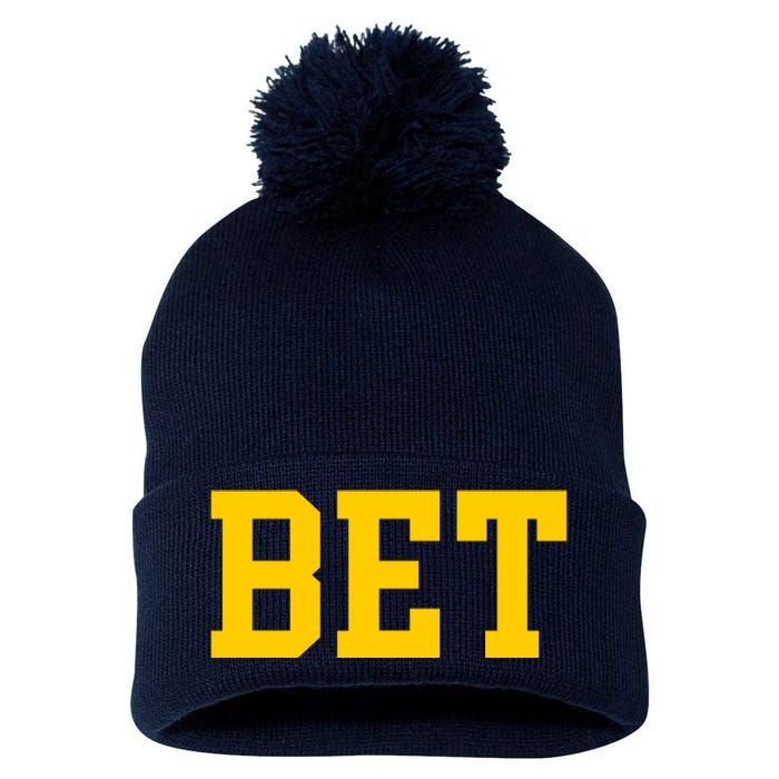 Bet Michigan Pom Pom 12in Knit Beanie