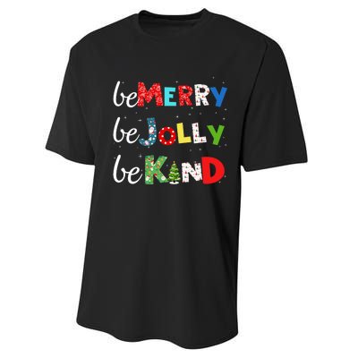 Be Merry Be Jolly Be Kind Christmas Tree Family Christmas Performance Sprint T-Shirt