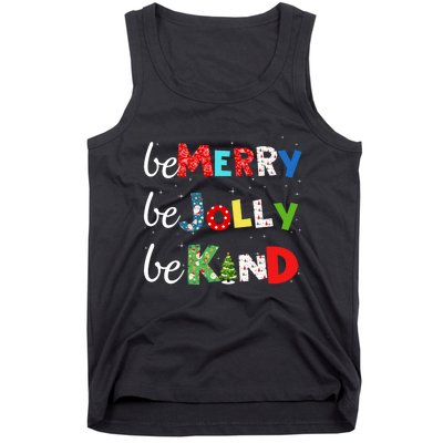 Be Merry Be Jolly Be Kind Christmas Tree Family Christmas Tank Top