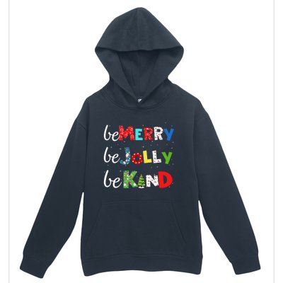 Be Merry Be Jolly Be Kind Christmas Tree Family Christmas Urban Pullover Hoodie