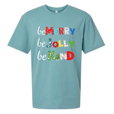 Be Merry Be Jolly Be Kind Christmas Tree Family Christmas Sueded Cloud Jersey T-Shirt