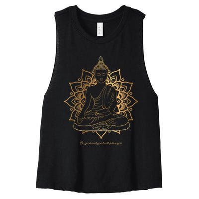 Buddha Mandala Buddhist Mindfulness Buddhism Spiritual Women's Racerback Cropped Tank