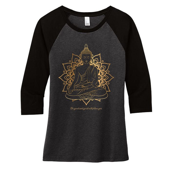 Buddha Mandala Buddhist Mindfulness Buddhism Spiritual Women's Tri-Blend 3/4-Sleeve Raglan Shirt