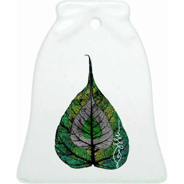 Buddha Meditation Bodhi Leaf Unalome Ceramic Bell Ornament