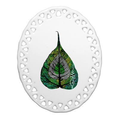 Buddha Meditation Bodhi Leaf Unalome Ceramic Oval Ornament