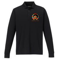 Basketball Mom Black  African American Afro Performance Long Sleeve Polo