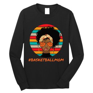 Basketball Mom Black  African American Afro Long Sleeve Shirt