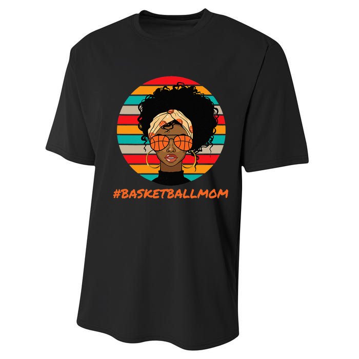 Basketball Mom Black  African American Afro Performance Sprint T-Shirt