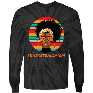 Basketball Mom Black  African American Afro Tie-Dye Long Sleeve Shirt