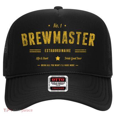 Brew Master Beer Brewing Homebrew Gift For Brewer Brewmaster Cool Gift High Crown Mesh Back Trucker Hat