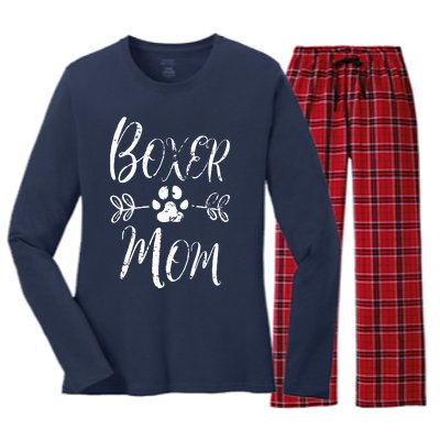 Boxer Mom Boxer Dog Lover Owner Funny Boxer Dog Mom Women's Long Sleeve Flannel Pajama Set 