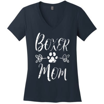 Boxer Mom Boxer Dog Lover Owner Funny Boxer Dog Mom Women's V-Neck T-Shirt