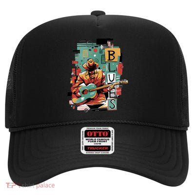 Blues Music High Crown Mesh Back Trucker Hat