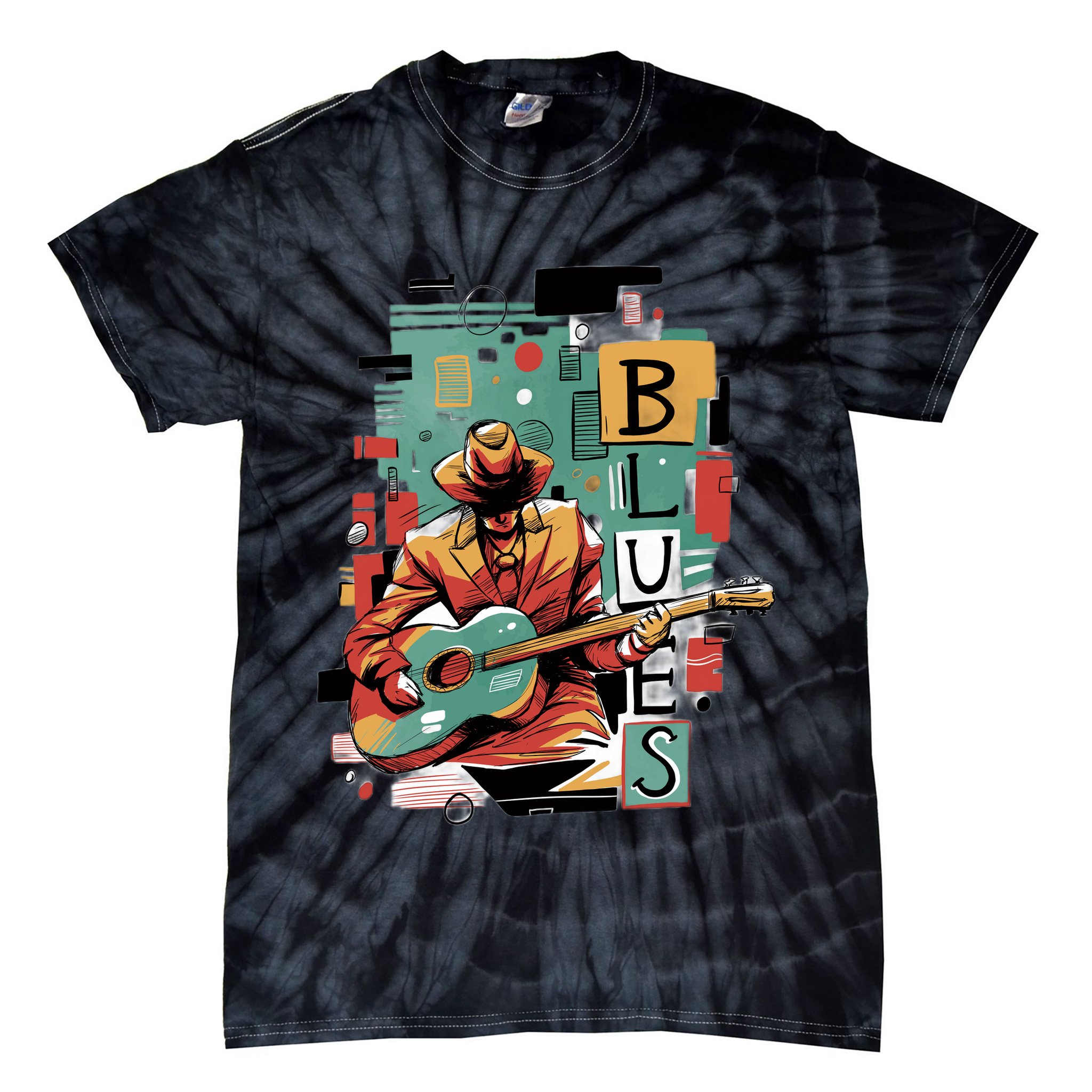 Blues Music Tie-Dye T-Shirt