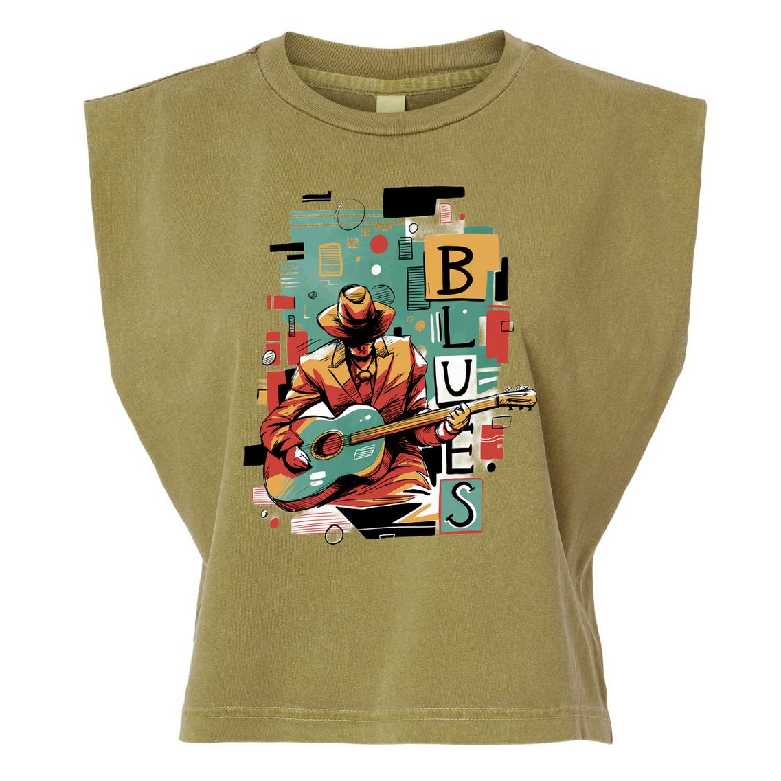 Blues Music Garment-Dyed Women's Muscle Tee
