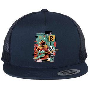 Blues Music Flat Bill Trucker Hat