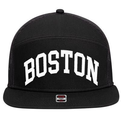 Boston Massachusetts 7 Panel Mesh Trucker Snapback Hat