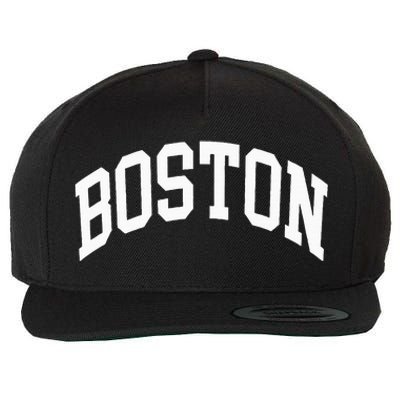 Boston Massachusetts Wool Snapback Cap