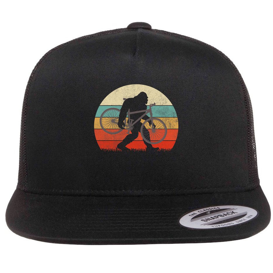 Bigfoot Mountain Bike Funny Mtb Biking Cycling Sasquatch Flat Bill Trucker Hat