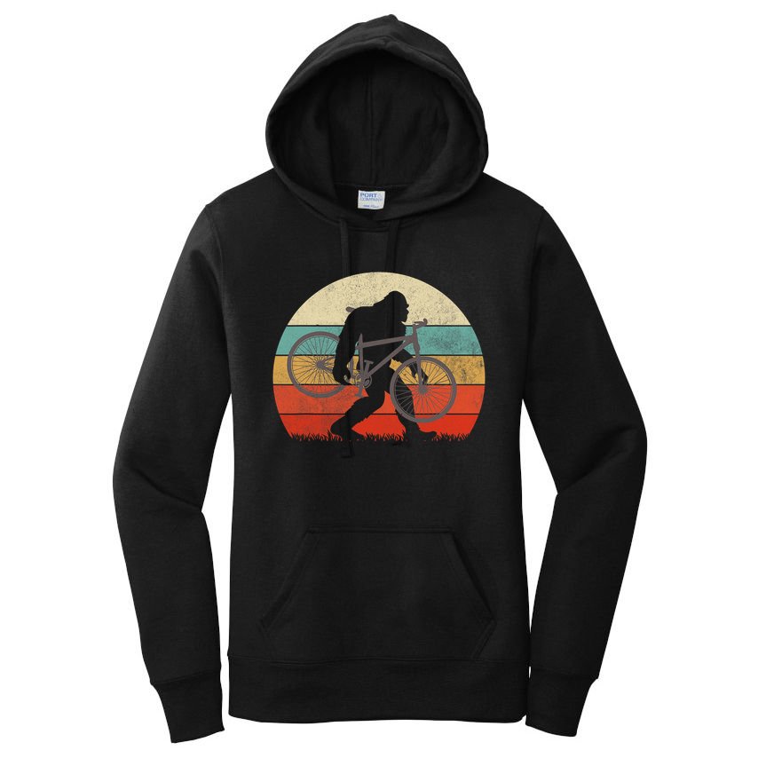 Bigfoot Mountain Bike Funny Mtb Biking Cycling Sasquatch Women's Pullover Hoodie