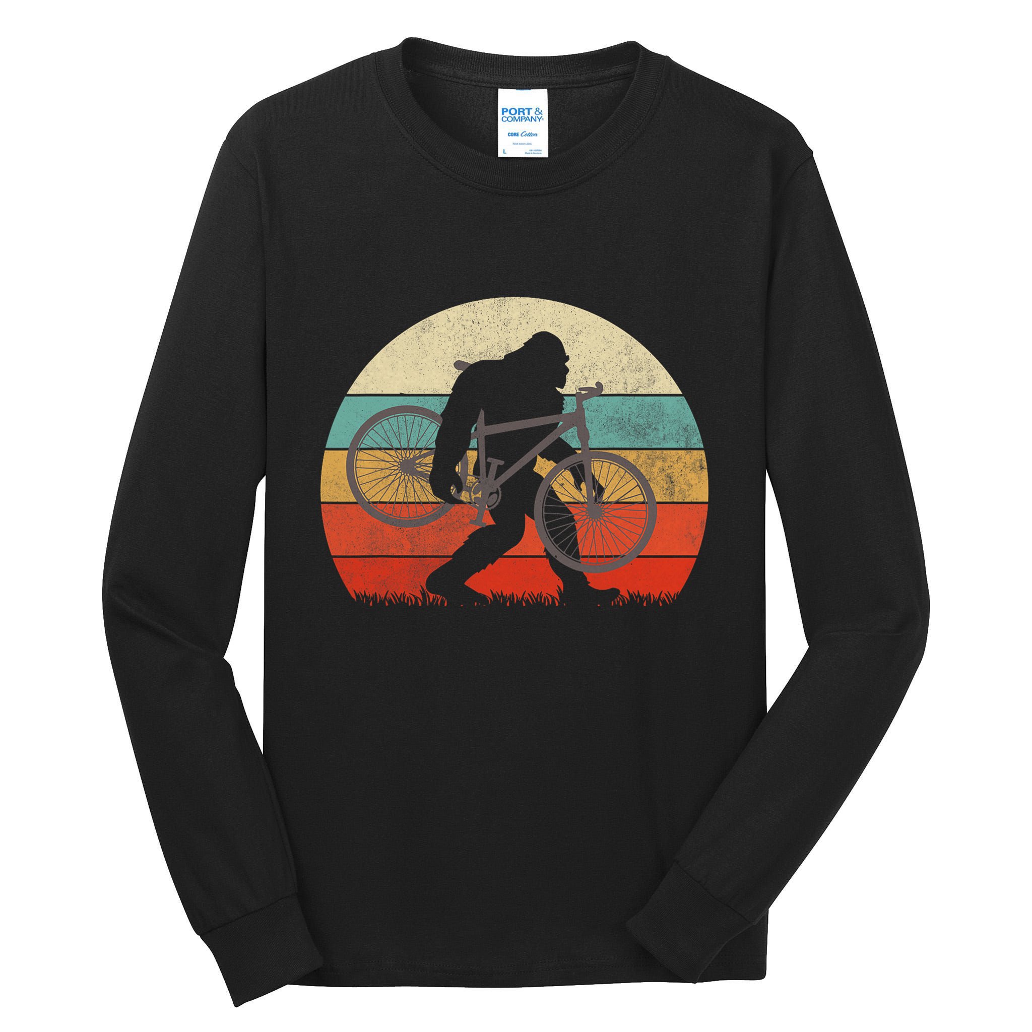 Bigfoot Mountain Bike Funny Mtb Biking Cycling Sasquatch Tall Long Sleeve T-Shirt
