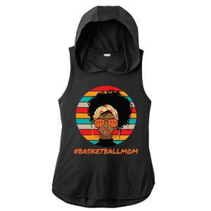 Basketball Mom Black  African American Afro Ladies PosiCharge Tri-Blend Wicking Draft Hoodie Tank