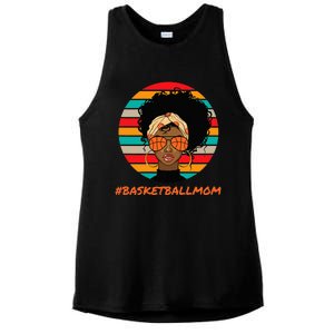 Basketball Mom Black  African American Afro Ladies PosiCharge Tri-Blend Wicking Tank