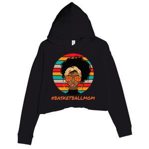 Basketball Mom Black  African American Afro Crop Fleece Hoodie