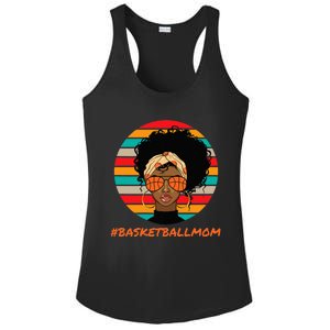 Basketball Mom Black  African American Afro Ladies PosiCharge Competitor Racerback Tank