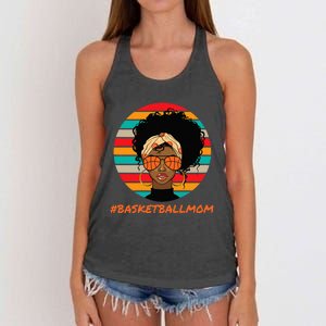 Basketball Mom Black  African American Afro Women's Knotted Racerback Tank