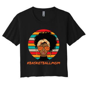 Basketball Mom Black  African American Afro Women's Crop Top Tee