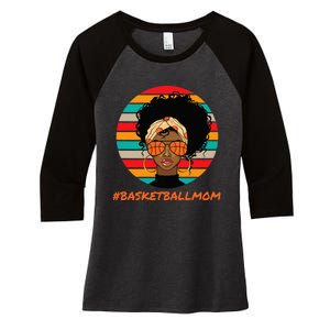 Basketball Mom Black  African American Afro Women's Tri-Blend 3/4-Sleeve Raglan Shirt