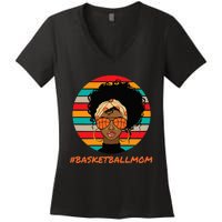 Basketball Mom Black  African American Afro Women's V-Neck T-Shirt