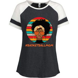 Basketball Mom Black  African American Afro Enza Ladies Jersey Colorblock Tee