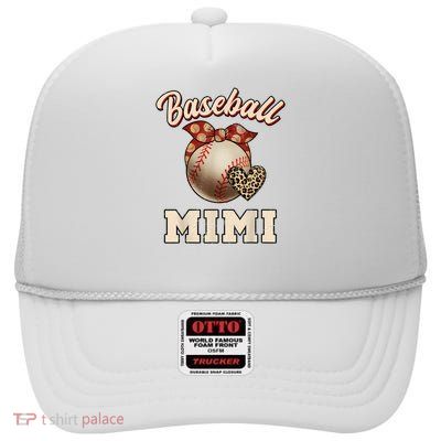 Baseball Mimi Bandana Leopard Heart Fans Mother's Day High Crown Mesh Back Trucker Hat