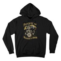 Bluegrass Music Banjo Skeleton Pluckin On Heavens Door Hoodie