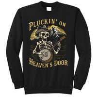 Bluegrass Music Banjo Skeleton Pluckin On Heavens Door Sweatshirt