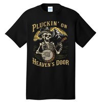 Bluegrass Music Banjo Skeleton Pluckin On Heavens Door Tall T-Shirt