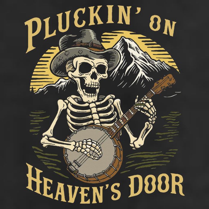 Bluegrass Music Banjo Skeleton Pluckin On Heavens Door Adult Drive Performance Visor