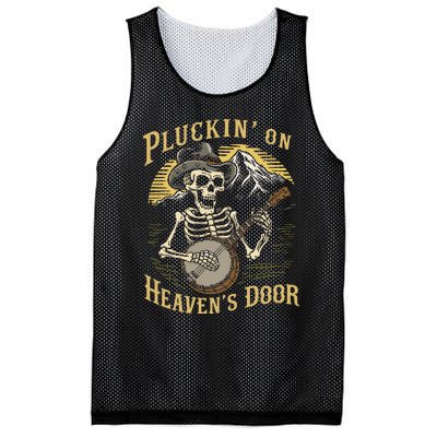 Bluegrass Music Banjo Skeleton Pluckin On Heavens Door Mesh Reversible Basketball Jersey Tank