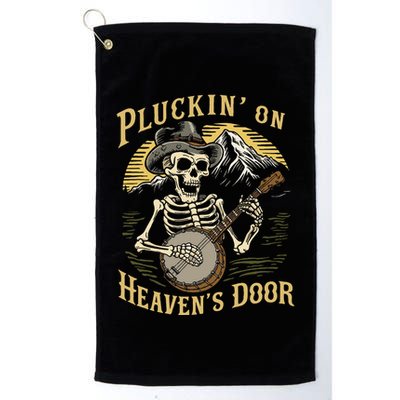 Bluegrass Music Banjo Skeleton Pluckin On Heavens Door Golf Towel