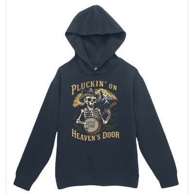 Bluegrass Music Banjo Skeleton Pluckin On Heavens Door Urban Pullover Hoodie