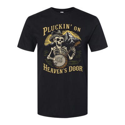 Bluegrass Music Banjo Skeleton Pluckin On Heavens Door Softstyle CVC T-Shirt