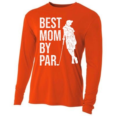 Best Mom By Par Funny Golfing Mom Loves Golf Mother's Day Gift Cooling Performance Long Sleeve Crew