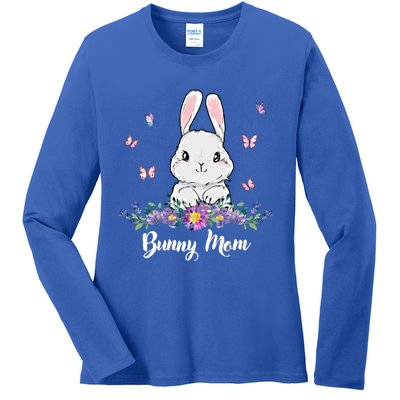 Bunny Mom Butterfly Rabbit Mama Rabbit Lovers Funny Gift Ladies Long Sleeve Shirt