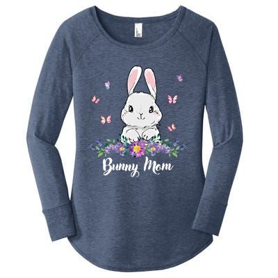 Bunny Mom Butterfly Rabbit Mama Rabbit Lovers Funny Gift Women's Perfect Tri Tunic Long Sleeve Shirt