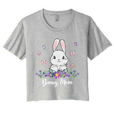 Bunny Mom Butterfly Rabbit Mama Rabbit Lovers Funny Gift Women's Crop Top Tee