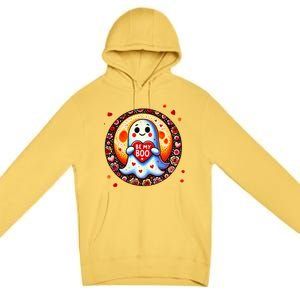 Be My Boo ValentineS Day Ghost Illustration Gift Premium Pullover Hoodie